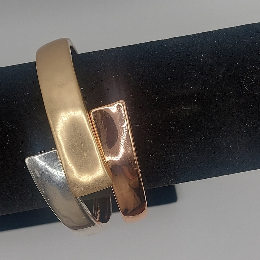 RLM Soho tri metal clamp cuff bracelet signed